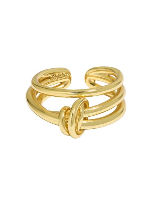 18K gold [size 15 adjustable] 925 Sterling Silver Irregular Vintage Stackable Ring